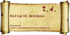 Kollarik Antónia névjegykártya